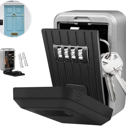 Premium Outdoor Key Storage Safe Box, Solid Metal 4 Digits Combination Lock Security Code, Weatherproof, Wall Mounted