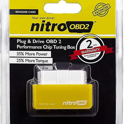 Nitro OBD2 Vehicle Performance Chip Tuning Box Power Fuel Optimization Device for Benzine Cars - Yellow