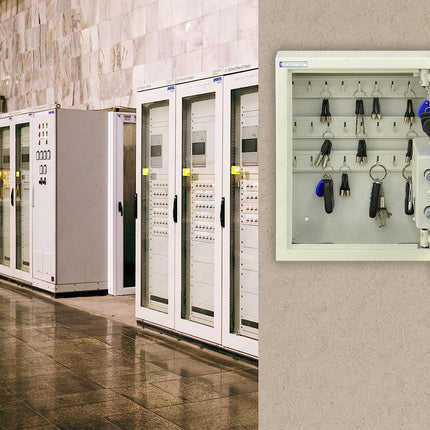 34 Key's Storage Cabinet Organizer with Digital Lock, Wall Mounted Solid Metal Safe Box (‎RBS34EW, 34 bits Key's Capacity)