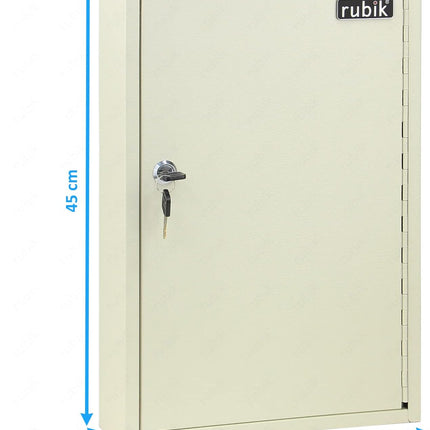 64 Key's Storage Cabinet Organizer with Key Lock, Solid Metal, Boxed Design, Wall Mounted Safe Box (‎KC64, 64 bits Key's Capacity)