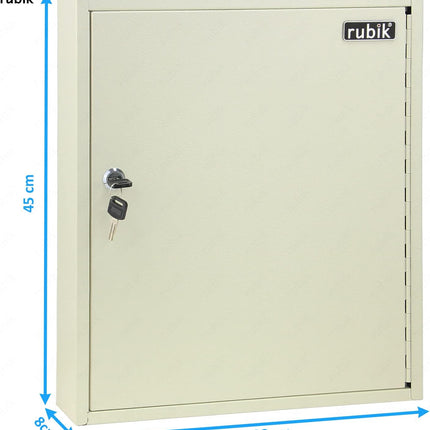 80 Key's Storage Cabinet Organizer with Key Lock, Solid Metal, Boxed Design, Wall Mounted Safe Box (‎KC80, 80 bits Key's Capacity)