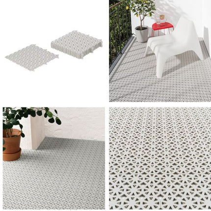 Interlock Plastic Drainage Floor Tiles for Indoor Outdoor Floor Decking Suitable for Balcony Patio Front Back Yard Deck Playrooms Bathroom