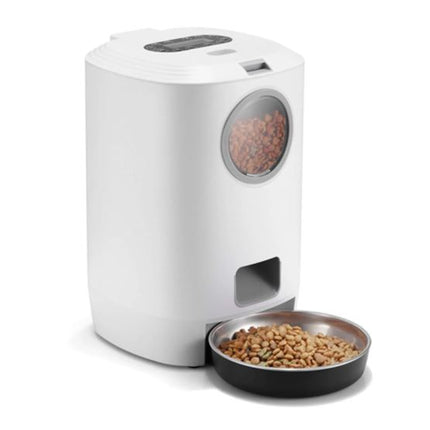 4.5L Automatic Pet Feeder with Clear Window, Cat Dog Food Dispenser, Stainless Steel Bowl, 4 Meals Timed, Auto Voice Playback