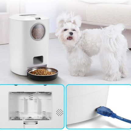 4.5L Automatic Pet Feeder with Clear Window, Cat Dog Food Dispenser, Stainless Steel Bowl, 4 Meals Timed, Auto Voice Playback
