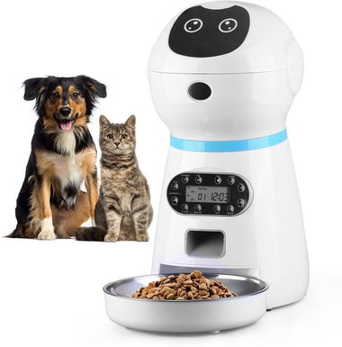 Rob Automatic Pet Feeder 3.5L, Robot Design, Voice Record, Dog Cat Pet Bowls RobPAF-35L