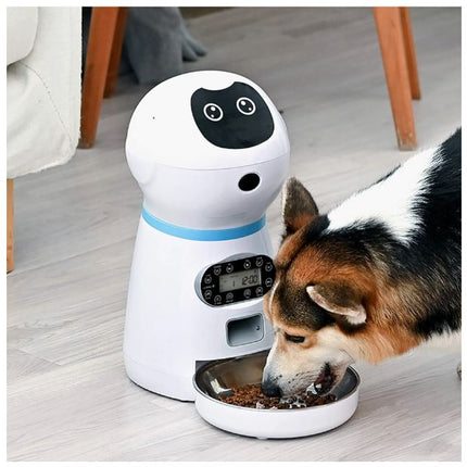 Rob Automatic Pet Feeder 3.5L, Robot Design, Voice Record, Dog Cat Pet Bowls RobPAF-35L