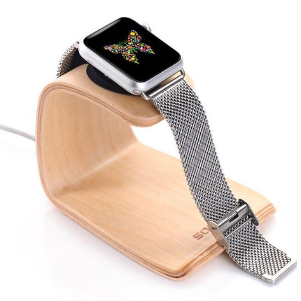 SAMDI Wooden Apple Watch Charging Stand Birch Wood Desktop Dock SD-007Bi