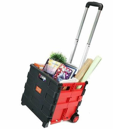 25kg Capacity Foldable Shopping Trolley Basket Hand Cart with Two Wheels 38x35x33cm