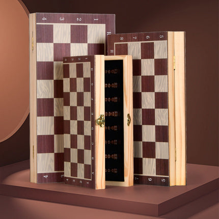 Medium Magnetic Wooden Chess Board Set Game, Foldable & Portable, Handmade (29x29x2.5cm)