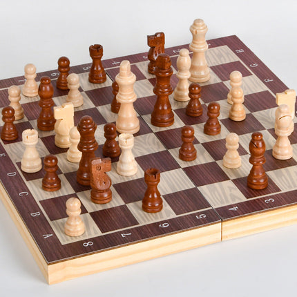 Medium Magnetic Wooden Chess Board Set Game, Foldable & Portable, Handmade (29x29x2.5cm)