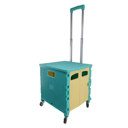 Premium 50L Grocery Shopping Trolley with Lid, Foldable Hand Cart with Four Wheels 40x39.5x33cm