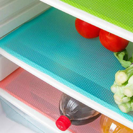 4pc Fridge Refrigerator Mats, Washable Shelf Liners for Fridge Glass Shelves Drawers  (Blue)
