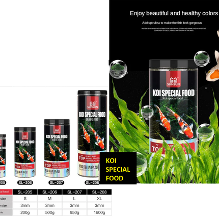 SUNSUN Koi Fish Special Food (XL, 1600g), Plant and Animal Proteins + Spirulina Plant SL-208 (Spirulina Color Type)