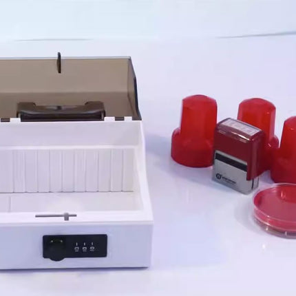Glosen Multipurpose Five Grid Stamp Storage Box with Combination Lock Box and Transparent Lid B8056 (White)