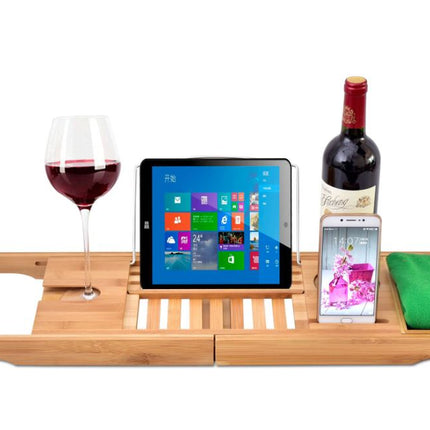 Bath Tray, Bamboo Bathtub Tray Caddy with Extenable Sides with Holder for Mug Wineglass Smartphone & Tablet