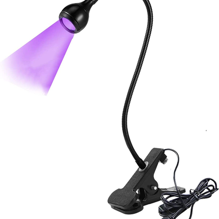 3W UV LED Light with Desk Clamp, Flexible Gooseneck Mini Desk Light for Repair Works, Nail Arts