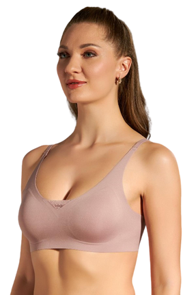 Seamless Padded Push Up Bra with V-Lace for Women, No Wire, Adjustable Strap, Perfect for Daily Wear, Sports, and Yoga