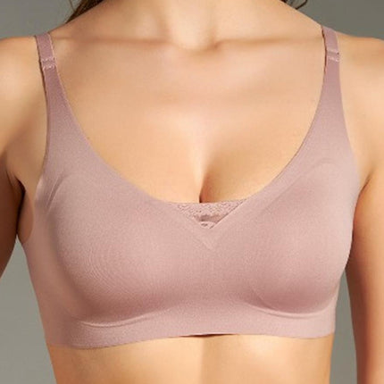 Seamless Padded Push Up Bra with V-Lace for Women, No Wire, Adjustable Strap, Perfect for Daily Wear, Sports, and Yoga