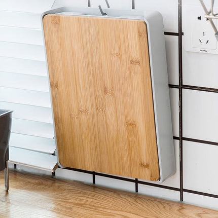 Wooden Cutting Chopping Board with Plastic Storage Drawer Tray For Kitchen