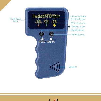 Professional Handheld RFID 125KHz ID Card Copier Reader Writer Portable Duplicator with 5 Rubik Cards & Tags