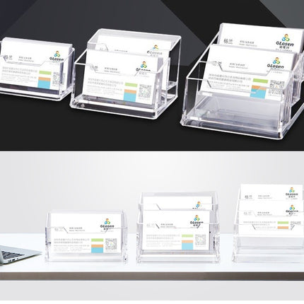 Clear Acrylic Business Card Holder, Three Compartment, 180 Cards Capacity for Trade Shows Exhibitions Conference C2153