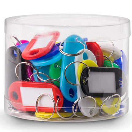 50pc Mix Colors Key Tags Plastic Key Rings, Bulk Keychains with Writeable Identification Label