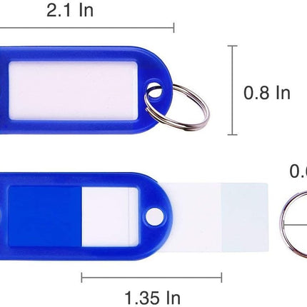 50pc Multicolor Key Tags Plastic Key Rings, Assorted Bulk Keychains with Writeable Identification Label