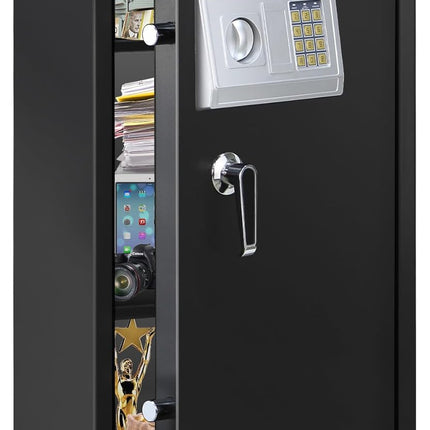 Rubik Large Safe Box with Digital Keypad and Key Lock, RB90EDA, Black