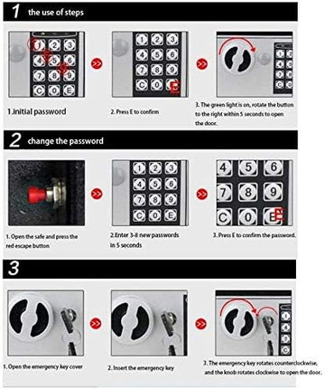 Rubik Mini Cash Deposit Drop Slot Electronic Digital Safe Box with Key and Pin Code (17x23x17cm) Red