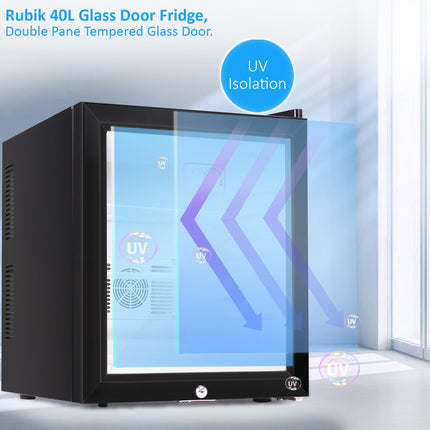 Rubik Hotel Mini Bar Fridge 40L, Glass Door Refrigerator CW-40CA