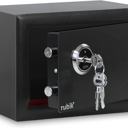 Rubik Mini Safe Box with Mechanical Key Lock (17x23x17cm) Black