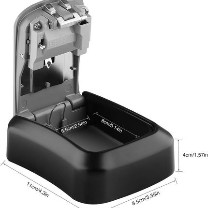 Outdoor Key Storage Safe Box, 4 Digits Combination Lock Security Code, Wall Mounted