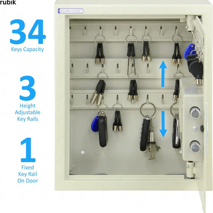 60 Key's Storage Cabinet Organizer with Digital Lock, Wall Mounted Solid Metal Safe Box (‎RBS60EW, 60 bits Key's Capacity)