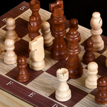 Large Magnetic Wooden Chess Board Set Game, Foldable & Portable, Handmade (39x39x2.5cm)