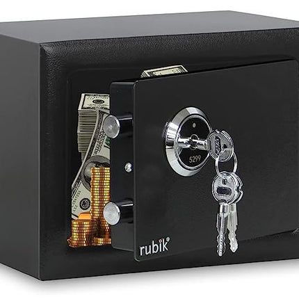 Rubik Mini Safe Box with Mechanical Key Lock (17x23x17cm) Black