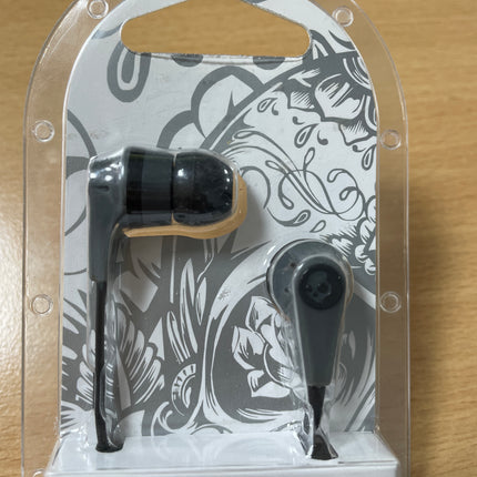 Skullcandy INK'D Stylish Earbud Headphones With Mic 3.5mm Connector, Supreme Stereo Sound (S2IKFY-074) Grey/Black