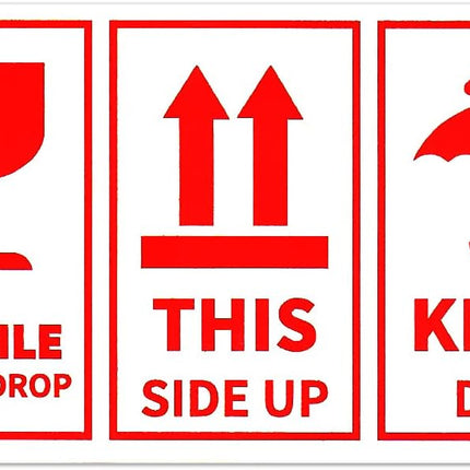 250pc Fragile Stickers 9x5cm, Do Not Drop Keep Dry This Side UP Warning Labels for Safe Shipping & Packing